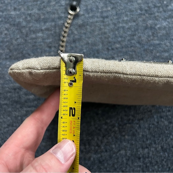 Nine West Black Beige Tweed Faux Leather Strap Crossbody Handbag - Picture 13 of 14